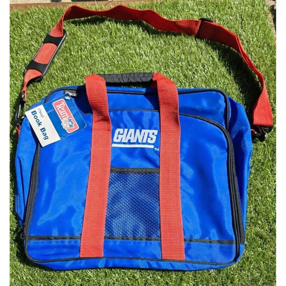 Vtg 1990s Mead NFL New York Giants Messenger Carry-on Gym Laptop Book Bag NWT